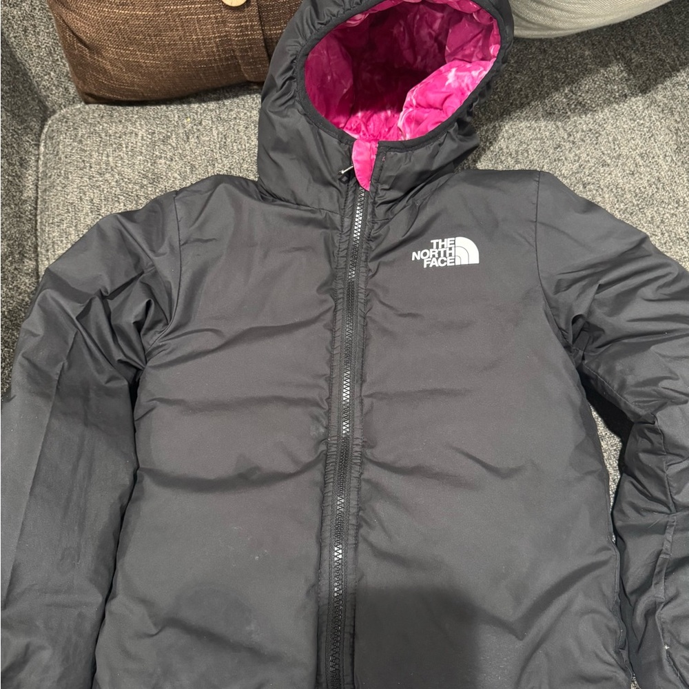 TNF Girls Printed Reversible Down Jacket - small